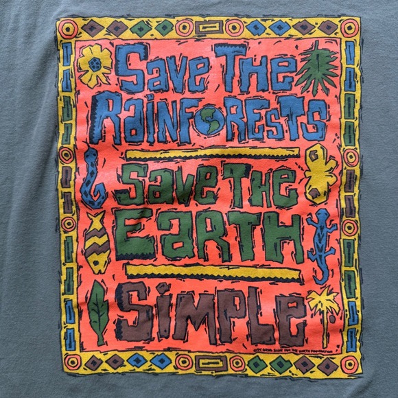 Vtg Alore Save The Rainforests T-Shirt Mens XL Green 1994 Greg Scott Made in USA - Picture 3 of 10